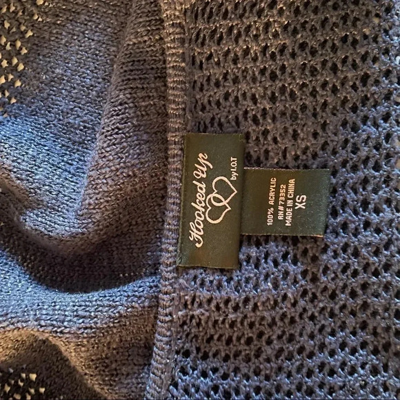 Y2K crop navy blue Open stitch knit cascade cardigan - Picture 7 of 14